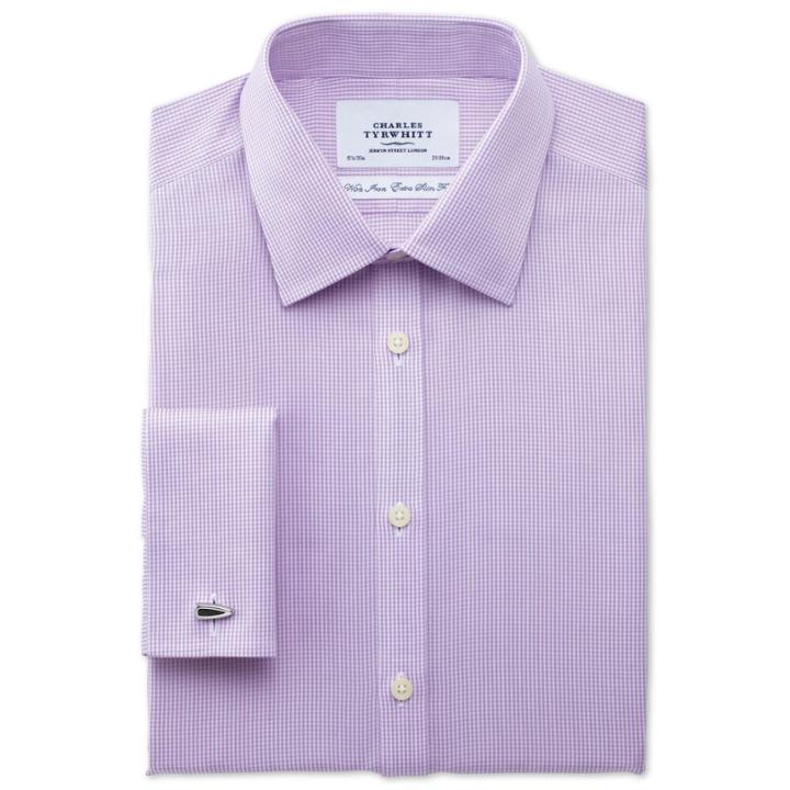 Charles Tyrwhitt Charles Tyrwhitt Lilac Twill Puppytooth Non-iron Extra Slim Fit Shirt (14.5 - 32)