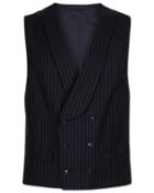  Navy Stripe Adjustable Fit British Luxury Suit Wool Vest Size W38 By Charles Tyrwhitt