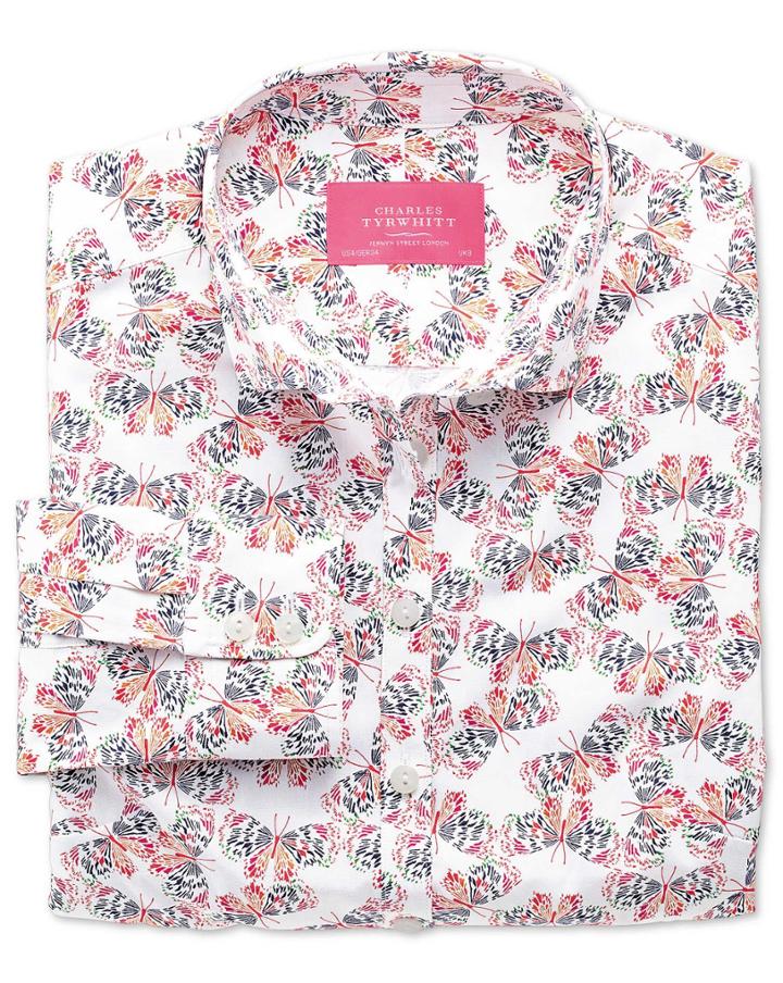 Charles Tyrwhitt Charles Tyrwhitt Women's Semi-fitted Multi Print Cotton Shirt Size 10