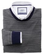 Charles Tyrwhitt Charles Tyrwhitt Grey And Charcoal Stripe Merino Wool Crew Neck Jumper Size Xs