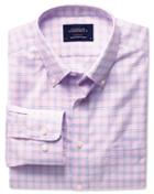 Charles Tyrwhitt Charles Tyrwhitt Classic Fit Non-iron Check Poplin Pink And Sky Blue Cotton Dress Shirt Size Large