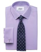  Extra Slim Fit Non-iron Twill Lilac Cotton Dress Shirt Single Cuff Size 15/33 By Charles Tyrwhitt