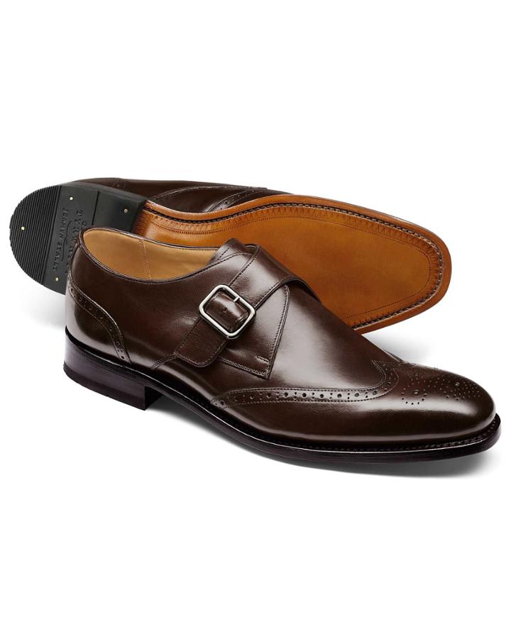 Charles Tyrwhitt Chocolate Goodyear Welted Brogue Monk Shoe Size 11.5 By Charles Tyrwhitt