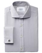 Charles Tyrwhitt Charles Tyrwhitt Extra Slim Fit Spread Collar Non-iron Herringbone Grey Cotton Dress Shirt Size 14.5/32