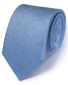 Charles Tyrwhitt Charles Tyrwhitt Mid Blue Silk Mix Classic Plain Tie