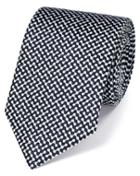 Charles Tyrwhitt White And Navy Silk End-on-end Luxury Tie By Charles Tyrwhitt
