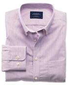Charles Tyrwhitt Charles Tyrwhitt Slim Fit Non-iron Poplin Berry Stripe Cotton Dress Shirt Size Xs