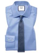  Extra Slim Fit Sky Blue Fine Herringbone Cotton Dress Shirt French Cuff Size 14.5/33 By Charles Tyrwhitt
