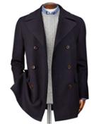  Navy Italian Wool Cashmere Pea Wool/cashmere Coat Size 44 By Charles Tyrwhitt