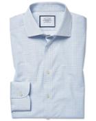  Classic Fit Peached Egyptian Cotton Blue Check Dress Shirt Single Cuff Size 15/33 By Charles Tyrwhitt