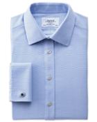 Charles Tyrwhitt Classic Fit Non-iron Textured Herringbone Blue Cotton Dress Shirt Single Cuff Size 16/38 By Charles Tyrwhitt