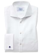 Charles Tyrwhitt Extra Slim Fit Spread Collar Egyptian Cotton Cavalry Twill White Dress Shirt Single Cuff Size 16/33 By Charles Tyrwhitt