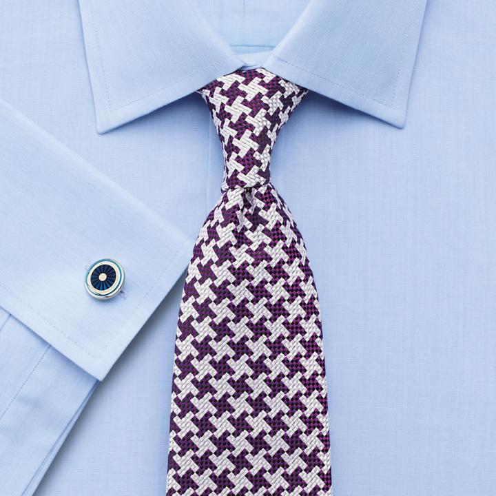 Charles Tyrwhitt Charles Tyrwhitt Purple Silk Luxury Oversized End-on-end Puppytooth Tie