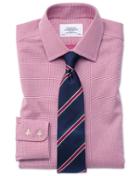  Slim Fit Non-iron Square Weave Magenta Cotton Dress Shirt French Cuff Size 14.5/33 By Charles Tyrwhitt