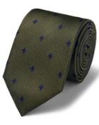  Olive Silk Fleur-de-lys Stain Resistant Classic Tie By Charles Tyrwhitt