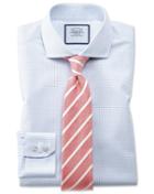  Super Slim Fit Spread Collar Non-iron Natural Cool Micro Check Blue Cotton Dress Shirt Single Cuff Size 14/33 By Charles Tyrwhitt