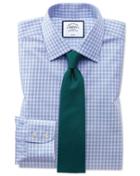  Classic Fit Non-iron Twill Sky Blue Gingham Cotton Dress Shirt By Charles Tyrwhitt