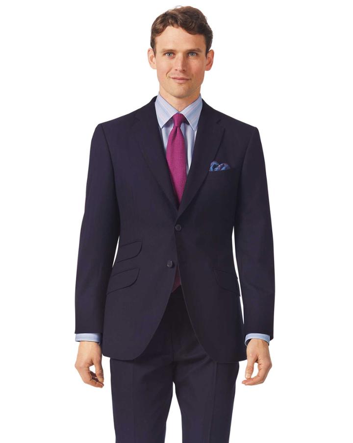  Navy Slim Fit British Luxury Suit Wool Jacket Size 38 By Charles Tyrwhitt