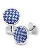 Charles Tyrwhitt Royal And White Silk Puppytooth Silver Cuff Links By Charles Tyrwhitt