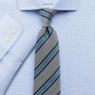 Charles Tyrwhitt Extra Slim Fit Spread Collar Star Weave Sky Blue Cotton Dress Casual Shirt Single Cuff Size 15.5/34 By Charles Tyrwhitt