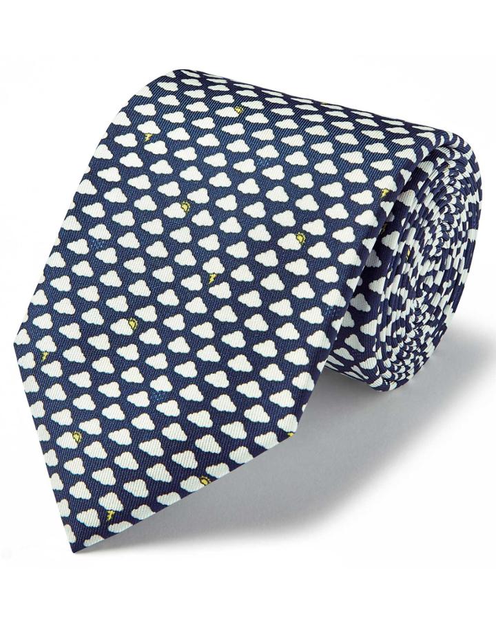  Navy Multi Silk Animal Print Classic Tie By Charles Tyrwhitt
