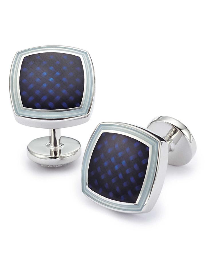  Navy Enamel Basketweave Square Cufflinks By Charles Tyrwhitt