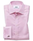 Charles Tyrwhitt Extra Slim Fit Non-iron Puppytooth Light Pink Cotton Dress Shirt French Cuff Size 14.5/32 By Charles Tyrwhitt