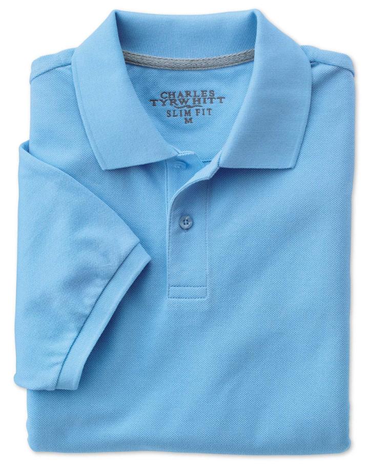 Charles Tyrwhitt Charles Tyrwhitt Slim Fit Sky Pique Polo Shirt