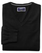 Charles Tyrwhitt Black Merino Wool V-neck Sweater Size Large By Charles Tyrwhitt
