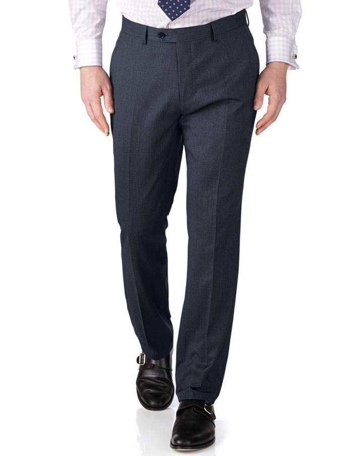 Charles Tyrwhitt Charles Tyrwhitt Airforce Blue Slim Fit Twill Business Suit Wool Pants Size W38 L32