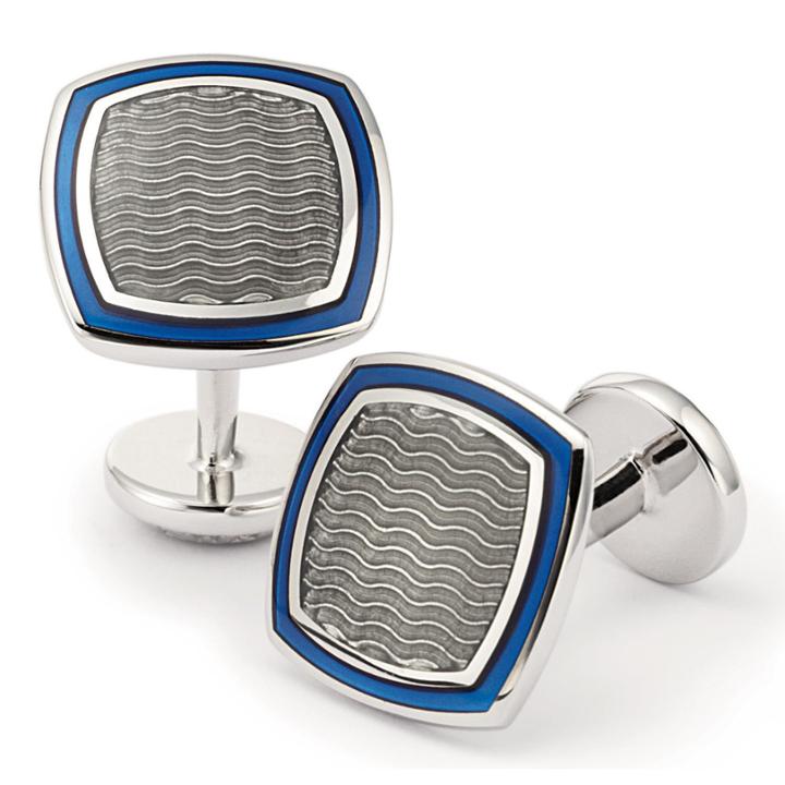 Charles Tyrwhitt Charles Tyrwhitt Enamel Grey Wave Square Cuff Link