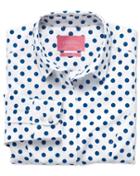 Charles Tyrwhitt Charles Tyrwhitt Women's Semi-fitted Non-iron Cotton Spot Printed Royal Blue Shirt