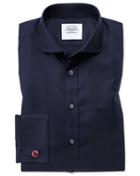 Charles Tyrwhitt Classic Fit Non-iron Twill Navy Blue Cotton Dress Shirt Single Cuff Size 15/35 By Charles Tyrwhitt