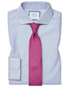  Super Slim Fit Non-iron Blue Stripe Tyrwhitt Cool Cotton Dress Shirt Single Cuff Size 14.5/33 By Charles Tyrwhitt
