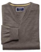 Charles Tyrwhitt Mocha Merino Wool V-neck Sweater Size Large By Charles Tyrwhitt