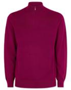  Dark Pink Merino Zip Neck Wool Sweater Size Large By Charles Tyrwhitt