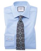  Classic Fit Light Sky Blue Small Gingham Cotton Dress Shirt French Cuff Size 15/33 By Charles Tyrwhitt
