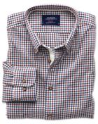 Charles Tyrwhitt Charles Tyrwhitt Extra Slim Fit Burgundy And Blue Check Brushed Dobby Cotton Dress Shirt Size Xxl
