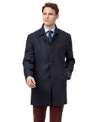  Grey With Blue Dogstooth Wool Car Wool Coat Size 40 By Charles Tyrwhitt