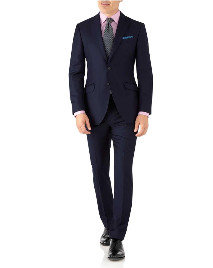  Navy Slim Fit Italian Twill Luxury Suit Wool Jacket Size 36 By Charles Tyrwhitt