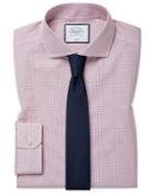  Super Slim Fit Cutaway Collar Non-iron Tyrwhitt Cool Poplin Berry Check Cotton Dress Shirt Single Cuff Size 14/33 By Charles Tyrwhitt