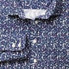 Charles Tyrwhitt Charles Tyrwhitt Women's Semi-fitted Floral Print Bib Front Bluebell Cotton Shirt Size 8