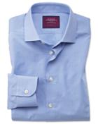  Slim Fit Blue Small Puppytooth Luxury Cotton Dress Shirt Single Cuff Size 14.5/33 By Charles Tyrwhitt