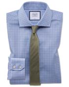  Extra Slim Fit Non-iron Cotton Stretch Oxford Blue Dress Shirt Single Cuff Size 14.5/33 By Charles Tyrwhitt