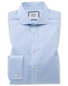  Extra Slim Fit Non-iron Spread Collar Sky Blue Puppytooth Cotton Dress Shirt French Cuff Size 14.5/32 By Charles Tyrwhitt