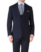 Charles Tyrwhitt Charles Tyrwhitt Navy Slim Fit Herringbone Business Suit Wool Jacket Size 36