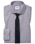  Super Slim Fit Cutaway Collar Non-iron Cotton Stretch Oxford Berry Dress Shirt Single Cuff Size 14.5/33 By Charles Tyrwhitt