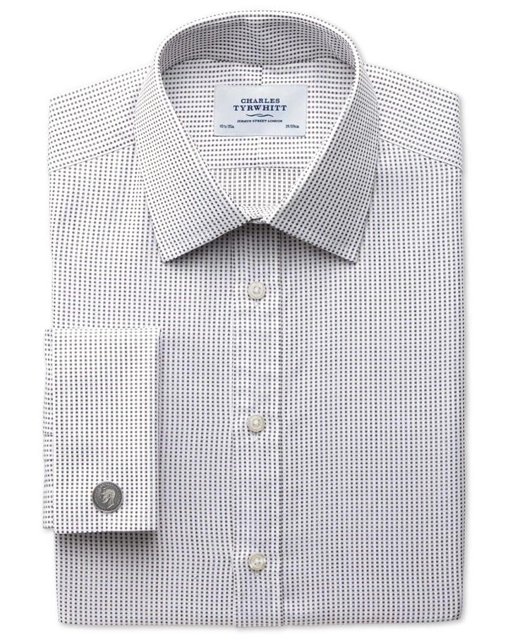 Charles Tyrwhitt Charles Tyrwhitt Extra Slim Fit Pima Cotton Double-faced Brown Dress Shirt Size 14.5/33