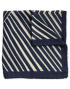  Navy And White Abstract Luxury Italian Stripe Print Wool Pocket Square By Charles Tyrwhitt