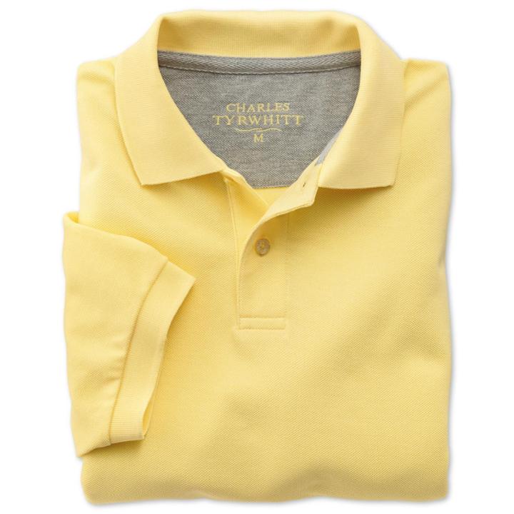 Charles Tyrwhitt Charles Tyrwhitt Lemon Short Sleeve Plain Classic Fit Essential Pique Polo (m)